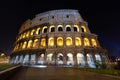 Rome, italy, colosseum old ancient building gladiator battle at night Royalty Free Stock Photo