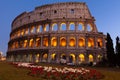 Rome, italy, colosseum old ancient building gladiator battle at night Royalty Free Stock Photo