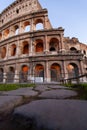 Rome, italy, colosseum old ancient building gladiator battle at night Royalty Free Stock Photo