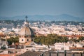 Rome, Italy. Cupola Of San Gioacchino Ai Prati Castello Church And Cityscape Of Town