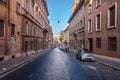 Rome, Italy - Dec 25, 2017 - Ancient pavement street in the morn