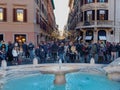 Tourists crowd at Spain square Rome christmas xmas holiday