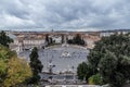 People`s Square Piazza del Popolo top wiew, aerial view in Rome, Italy,