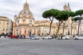 Rome, Italy - December 16, 2019: The street in Rome. Emergency medical vehicle. Ambulance. Hurry help. Rescue. First aid. Urgency