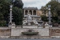 View of fountain of Rome`s Goddess and Terrace de Pincio Terrazza del Pincio in Rome, Italy. Royalty Free Stock Photo