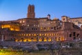 Rome, Italy - Evening view of the Roman Forum - Foro Romano - with TrajanÃ¢â¬â¢s Forum, TrajanÃ¢â¬â¢s Market and the Torre delle Milizie