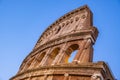 Rome, Italy - External walls of the ancient roman Colosseum - Colosseo - known also as Flavian amphitheater - Anfiteatro Flavio -