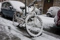 Bicycle snow fall