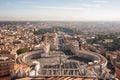 Rome, Italy. Famous Saint Peter`s Square in Vatican and aerial view of the city Royalty Free Stock Photo
