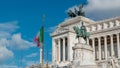 Rome, Italy. Famous Vittoriano with gigantic equestrian statue of King Vittorio Emanuele II timelapse. Royalty Free Stock Photo