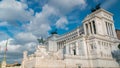Rome, Italy. Famous Vittoriano with gigantic equestrian statue of King Vittorio Emanuele II timelapse. Royalty Free Stock Photo
