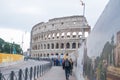 Rome, Italy - February 23, 2019: Rome cityscape colosseum view