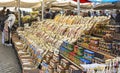 Dozens of different types of pasta on sale at a stand in the historic Campo de Fiori market in Rome