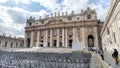 Rome, Italy - February 20, 2015: Entrance to the Basilica di San Pietro, Vatican, Rome, Italy