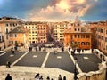 Panoramic view of Rome seen from the top of the Spanish Steps in Piazza di Spagna in a cloudy day Royalty Free Stock Photo