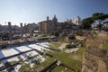 Rome, Italy, February 2018 - Snow covered Rome, winter tourism in capital city of Italy, famous travel destination in