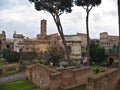 View towards Arch of Titus and Colosseum from Palantino in Rome, Italy Royalty Free Stock Photo