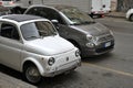 Vintage white Fiat car parked in street in Rome, Italy Royalty Free Stock Photo
