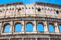 ROME, Italy: Great Roman Colosseum Coliseum, Colosseo also known as the Flavian Amphitheatre. Famous world landmark. Detail of t Royalty Free Stock Photo