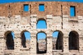 ROME, Italy: Great Roman Colosseum Coliseum, Colosseo also known as the Flavian Amphitheatre. Famous world landmark. Detail of t Royalty Free Stock Photo