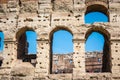 ROME, Italy: Great Roman Colosseum Coliseum, Colosseo also known as the Flavian Amphitheatre. Famous world landmark. Detail of t Royalty Free Stock Photo