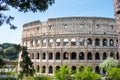 ROME, Italy: Great Roman Colosseum Coliseum, Colosseo also known as the Flavian Amphitheatre. Famous world landmark. Scenic urba Royalty Free Stock Photo