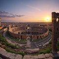 Rome, Italy has archeological areas at sunset. Royalty Free Stock Photo