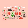 Rome Italy icons and typography design