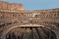 Rome, Italy - Interior of Roman Colosseum, an ancient oval amphitheater. Inside largest arena for gladiators. Famous landmark. Royalty Free Stock Photo