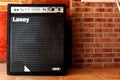 Bass amplifier Laney in music studio stage no people front view