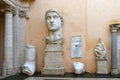 Emperor Constantine, parts of giant marble statue in Capitoline Museums, Rome