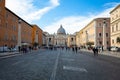 Rome, Italy - January 10, 2019: People on the street going to the St. Peter's Square and Basilica in Vatican City Royalty Free Stock Photo