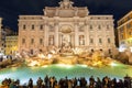 People at the Trevi Fountain in Rome at night, Italy Royalty Free Stock Photo