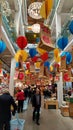 Promotional set-up for the anniversary of the opening of Eataly Rome. Format created in Alba in 2004 by Oscar Farinetti Royalty Free Stock Photo