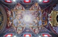 Rome, Italy. 01 january 2020. San Girolamo dei croati, the frescoed ceiling