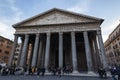 Rome, Italy, January 25th, 2019: front view of the Pantheon and surrondings with a group of tourist. Also known as Santa Maria