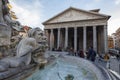 Rome, Italy, January 25th, 2019: front view of the Pantheon and surrondings with a group of tourist. Also known as Santa Maria