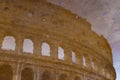 Rome, Italy, January 25th, 2019 - Reflection of the Colosseum inside a water puddle, no people Royalty Free Stock Photo