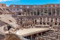 The Colosseum or Flavian Amphitheatre is a large ellipsoid arena built in the first century Royalty Free Stock Photo