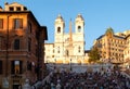 The famous Spanish Steps at Piazza di Spagna in central Rome at sunset