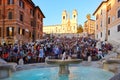 The famous Spanish Steps at Piazza di Spagna in central Rome at sunset Royalty Free Stock Photo