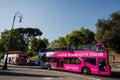 Rome, Italy - July 27, 2022: I love Rome citiy tour bus. Sightseenig everywhere