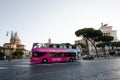 Rome, Italy - July 27, 2022: I love Rome citiy tour bus. Sightseenig everywhere