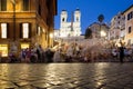 Piazza di Spagna and the Spanish Steps in central Rome at night Royalty Free Stock Photo