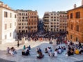 Tourists sit on spanish steps Rome Italy Royalty Free Stock Photo