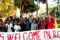 Rome, Italy - 20 june 2018: african migrants and refugees march asking for hospitality and residence permit Royalty Free Stock Photo