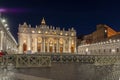 Amazing Night photo of Vatican and St. Peter`s Basilica in Rome, Italy Royalty Free Stock Photo