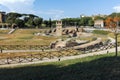 ROME, ITALY - JUNE 22, 2017: Amazing panoramic view of Circus Maximus in city of Rome Royalty Free Stock Photo