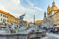 ROME, ITALY - JUNE 22, 2017: Amazing Panoramic view of Piazza Navona and Fountain of Neptune in city of Rome Royalty Free Stock Photo