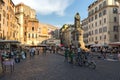 Amazing Sunset view Campo de Fiori in city of Rome, Italy